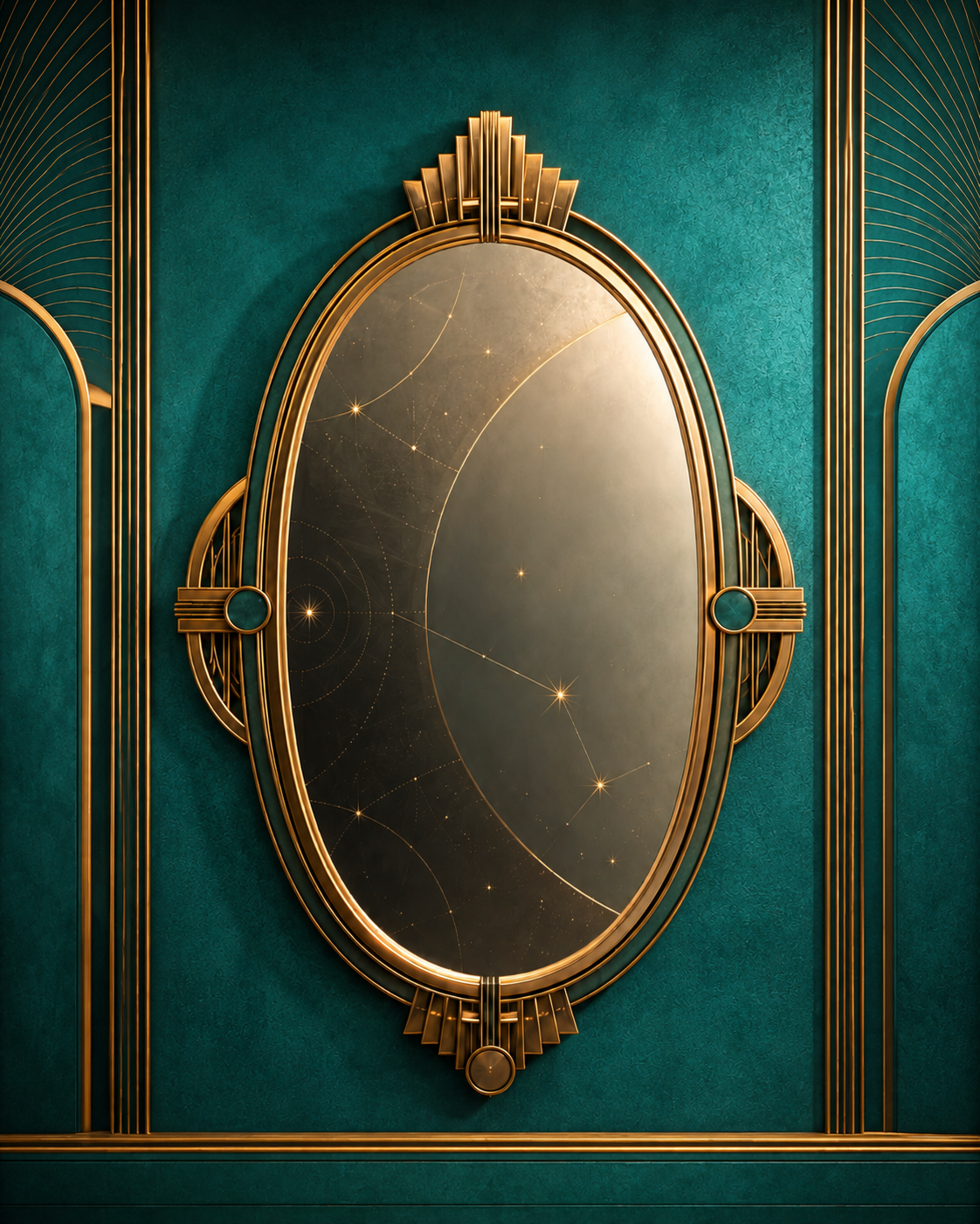 An ornate alchemical mirror representing the House threshold.